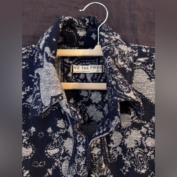 Free People Navy and White Cotton Jacket - Picture 8 of 12